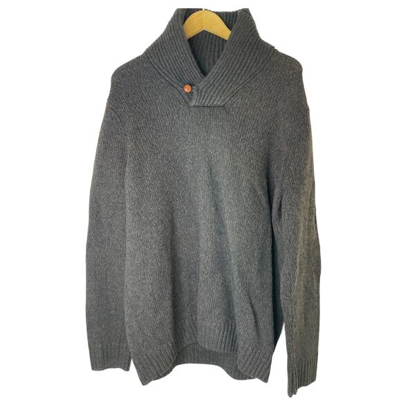 Eddie Bauer Men's Lambswool Sweater - Tall XL Brown Shawl Collar - Picture 3 of 5